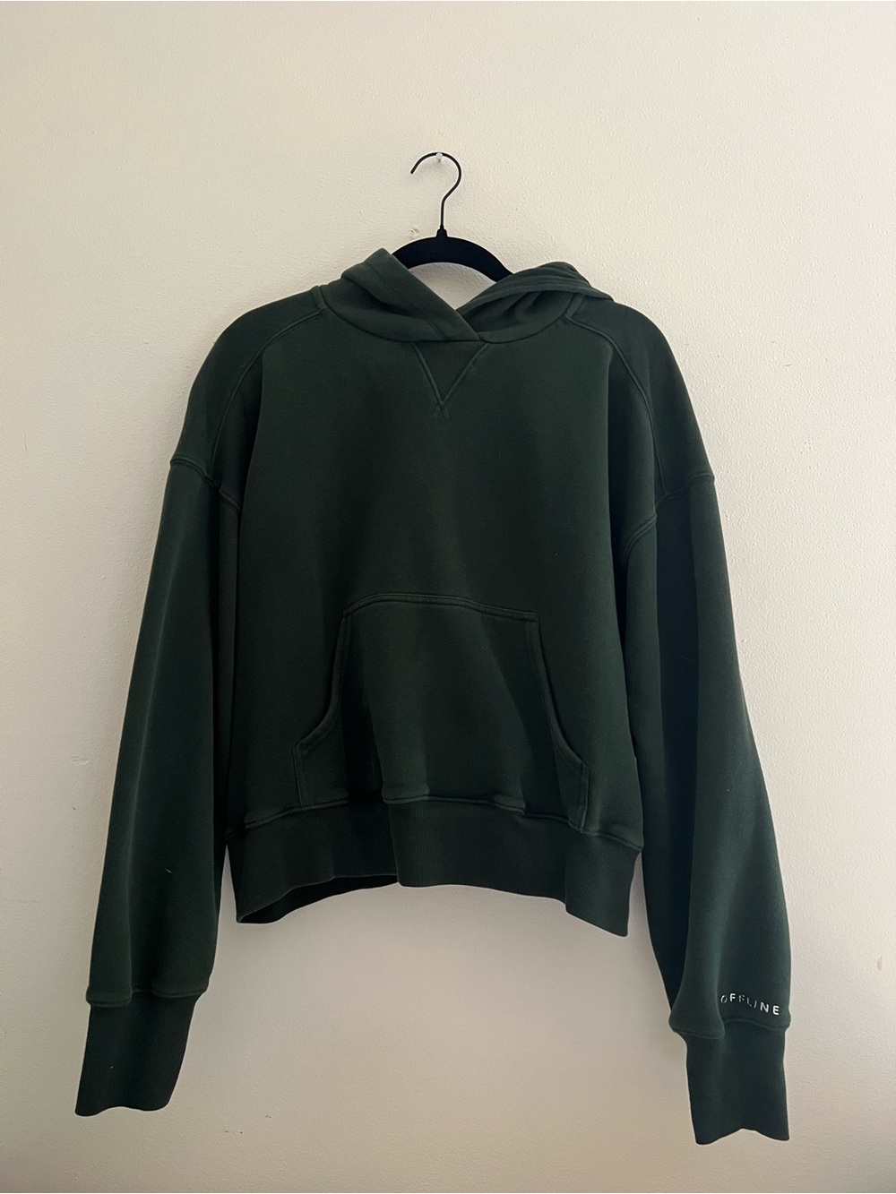 Aerie offline forest green cropped hoodie